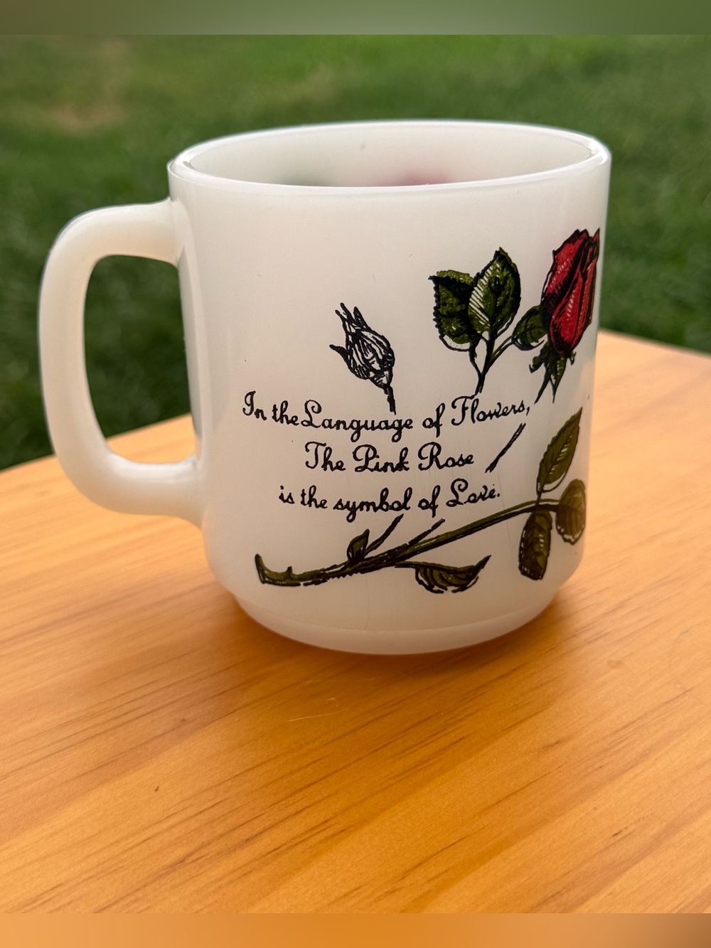 Vintage Glasbake Milk-Glass Mug 1960s "Language of Flowers"
